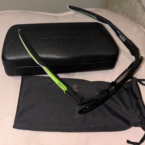 Balenciaga Sporty Black Sunglasses with Neon Green Temples
